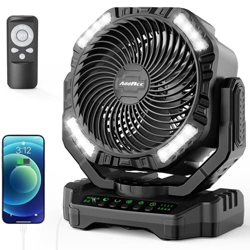40000mAh Battery Powered Camping Fan, 136Hrs Cooling, Rechargeable Fan High Velocity, Auto 45°/90° Oscillation, Remote & Timer Battery Operated Fan for Car Travel RV Garage Patio Hurricane Emergency - Image 1