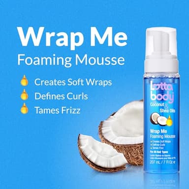Lottabody Coconut Oil and Shea Wrap Me Foaming Curl Mousse , Creates Soft Wraps, Hair Mousse for Curly Hair, Defines Curls, Anti Frizz, 7 Fl Oz - Image 3