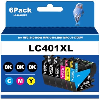 LC401XL Ink Cartridges for Brother Printer Compatible for LC401 Ink Cartridges for MFC-J1010DW MFC-J1012DW MFC-J1170DW Printer 6 Pack (3 Black, 1 Cyan, 1 Magenta, 1 Yellow) - Image 1
