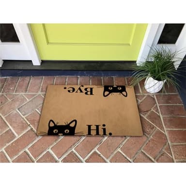Funny Welcome Doormat For Indoor Entrance Way Decor Door Mats for Front Door Hi Bye Cute Cats Personalized Monogram Kitchen Rugs and Mats With Anti-Slip Rubber Back Novelty Gift Mat(23.7 X 15.9 in) - Image 5