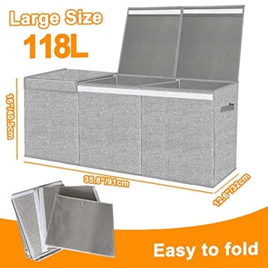 Pantryily Extra Large Toy Box for Girls Boys - Collapsible Kids Toy Chest Boxes Organizers and Storage for Livingroom,Playroom,Closet 35.8"x12.6"x16"(Grey) - Image 5