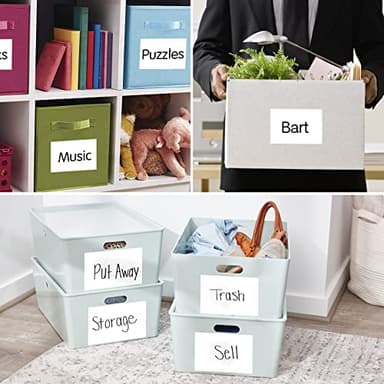 150 Pcs Labels for Storage Bins, 6 X 4 Inch Removable Labels for Storage Bins, Tear Resistant No Residue Storage Bin Labels, Matte White Blank Box Labels for School, Home, Business - Image 7
