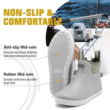 CKWLXQY Men's Deck Boots, Waterproof Ankle Rain Boots Men Anti-Slip Traction, Outdoor Rubber Fishing Garden Boots High-Performance Shoes for Farming - Image 2