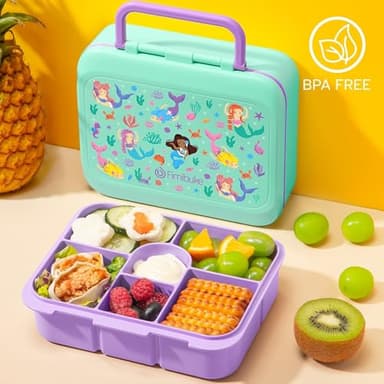 Fimibuke Snack Box for Kids & Toddlers, 6-Compartment Snack Container BPA-Free Small Bento Box Leak-Proof Lunch Box, 32oz Lunchable Food Container for School Travel Picnic, Microwave & Dishwasher Safe - Image 2