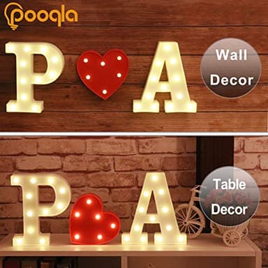 Pooqla LED Marquee Letter Lights Sign, Light Up Alphabet Letter for Home Party Wedding Decoration R - Image 6