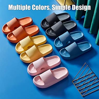 rosyclo Cloud Slides Slippers for Women and Men, Pillow Shower Bathroom Non-Slip Open Toe Super Soft Comfy Home House Cloud Cushion Slide Sandals for Indoor & Outdoor Shoes, Black - Image 6