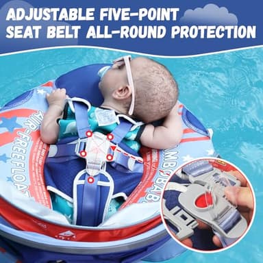 GENTEACO Mambo Baby Pool Float with Removable Canopy 3-24 Months Baby Float Soft Waterproof Infant Swim Float Add Tail Avoid Flip Skin-Friendly Material Swim Trainer for Toddler Boys Girls Girls - Image 5