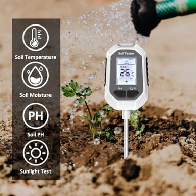 YAMRON 4-in-1 Soil Moisture Meter Digital Plant Temperature/Soil Moisture/PH Meter/Sunlight Intensity Backlight LCD Display Soil Test Meter for Gardening, Farming and Outdoor Plants - Image 7