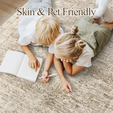 Soalmost Washable Area Rug 8x10, Large Soft Rugs for Living Room Vintage Area Rugs for Bedroom Dining Room Non-Slip Stain Resistant Brown Under Table Rug - Image 3