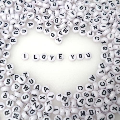 500+ Pieces 4x7mm White Round Acrylic Alphabet Letter Beads A-Z Mixed Plastic Shape Loose Bulk DIY Beads for Jewelry Making Bracelets Necklaces Key Chains (Black on White) - Image 1
