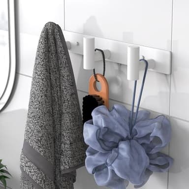 VAEHOLD Hat and Coat Wall Mount Rack - Hooks for Robes, Bags, Keys, and Towels - Bathroom Towel Hanger Organizer (White, “T“ Shape 3 Hooks 1 Pack) - Image 2