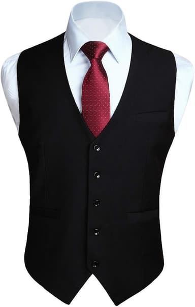 HISDERN Vest 101 Men’s Slim Fit Suit Vest Waistcoat with 3 Pockets for Business Formal Wedding Prom and Casual Tuxedo Wear - Image 2