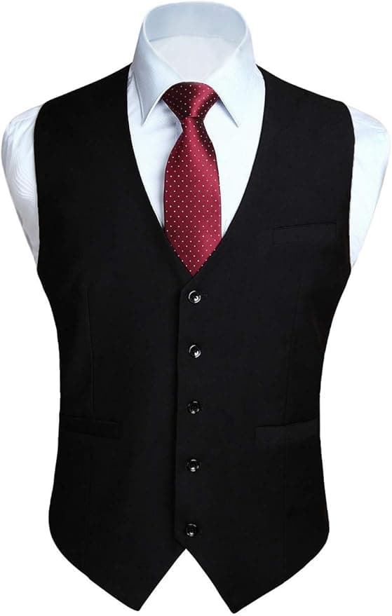 HISDERN Vest 101 Men’s Slim Fit Suit Vest Waistcoat with 3 Pockets for Business Formal Wedding Prom and Casual Tuxedo Wear - Image 1