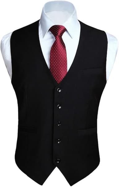 HISDERN Vest 101 Men’s Slim Fit Suit Vest Waistcoat with 3 Pockets for Business Formal Wedding Prom and Casual Tuxedo Wear - Image 1