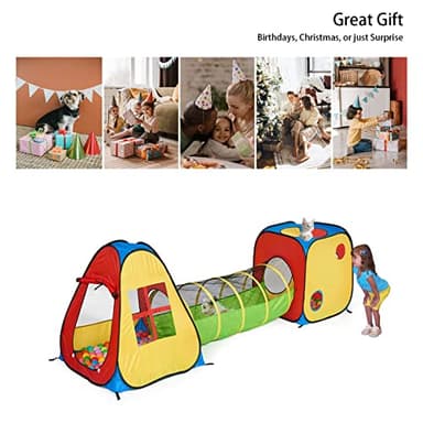 UTEX 3 in 1 Pop Up Play Tent with Tunnel, Ball Pit for Kids, Boys, Girls, Babies and Toddlers, Indoor/Outdoor Playhouse - Image 6