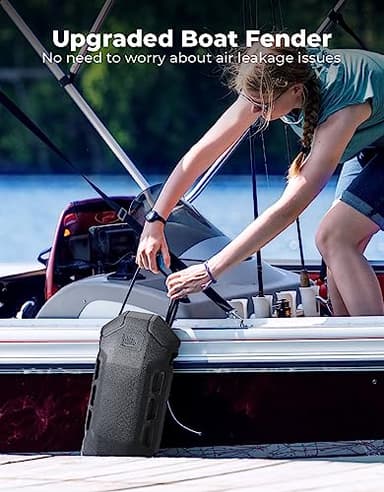 KEMIMOTO Boat Fenders, Boat Bumpers for Docking with Lope, Upgraded Boat Bumpers, Boat Fender for Docking for Pontoon, Jon Boat, Black, 2 PC - Image 2