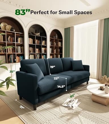 Welzona 83" Couches for Living Room, Comfy Sofas for Living Room, Teddy Sofa Couch, Tool-Free Setup Loveseat Sofa, All-Wood Love Seat Couches, Small Couch 2 Pillows Included, Blue Grey - Image 2