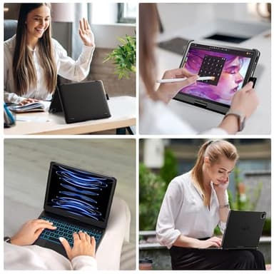 typecase Touch Keyboard Case for iPad Air 11-inch (M3 2025 / M2 2024)& iPad Pro 11(4th/3rd/2nd/1st Gen):Multi-Touch Trackpad & 11 Colors Backlight&360°Rotatable,Thin & Light for iPad Air 5/4 Gen,Black - Image 6