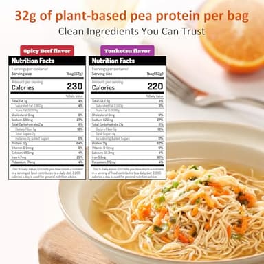 Healspot High Protein Instant Ramen Variety Pack, 6 Pack Non Fried Ramen Broth, 32g Plant Based Protein, Low Fat, Low Carb, Non GMO, Keto Friendly & Plant Based (Beef, Pork Tonkotsu） - Image 2