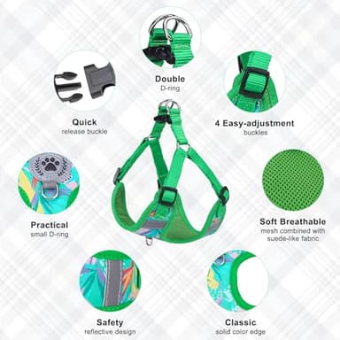 BEAUTYZOO Step in Dog Harness Collar and Leash Set for Small Medium Large Dogs, No Pull No Choke Puppy Harness, Soft Mesh Reflective Pet Padded Vest Adjustable for Doggie Girl or Boy,French Bulldog - Image 4