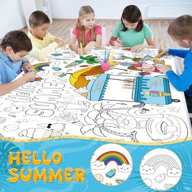 OHOME Summer Giant Coloring Poster/Tablecloth - Summer Decorations - 30 x 72 Inches Jumbo Paper Coloring Banner - Kids Crafts Gifts Toys Games Ice Cream Party Decorations - Arts Crafts Supplies - Image 4