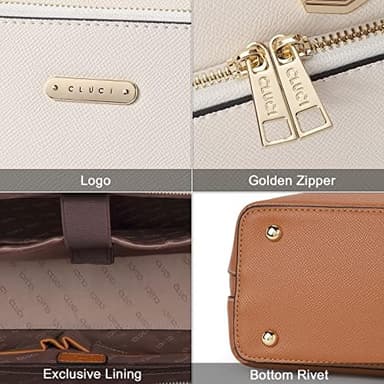 CLUCI Leather Briefcase for Women 15.6 Inch Laptop Business Computer Ladies Stylish Work Handbags Shoulder Bag - Image 7