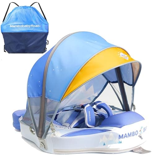 Baby Floats for Pool with Canopy Removable Sun Protection Canopy Mambobaby Float Non Inflatable Upgrade Add Tail Avoid Flip Waterproof Skin-Friendly Infant Swim Float 3-24 Months - Image 1