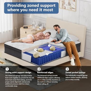 California King Mattress, 14 Inch Hybrid Cal King Size Mattress in a Box with Gel Memory Foam, Upgraded Strengthen Pocket Spring for Motion Isolation, Pressure Relief, Edge Support, 72"*84"*14" - Image 6