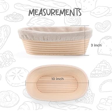 DOYOLLA Bread Proofing Baskets Set of 2 10 inch Oval Shaped Dough Proofing Bowls w/Liners Perfect for Professional & Home Sourdough Bread Baking - Image 3