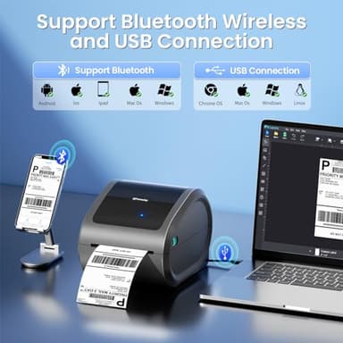 Omezizy Bluetooth Thermal Label Printer 4x6 - D520BT Thermal Shipping Label Printer for Small Business, Wireless Label Printer with Built-in Label Holder, Compatible with USPS, Shopify - Image 2