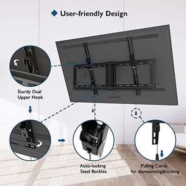 BONTEC TV Wall Mount for 37–85 Inch TVs, Tilting TV Mount Bracket for LED LCD OLED Flat Curved Screens, Low Profile 1.5in Design, Max VESA 600x400mm, Supports up to 132lbs, Fits 55 65 75 85 Inch - Image 6