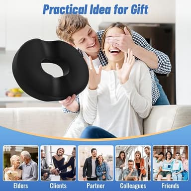 Donut Pillow Seat Cushion Chair Pad for Tailbone Pain Relief and Hemorrhoids, Memory Foam Seat Chair Cushion for Postpartum Pregnancy, Seat Cushions for Men and Women for Home & Office, (Black) - Image 7