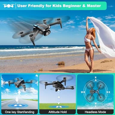 Drone with Camera, 1080P HD FPV Foldable Drone for Kids Adults beginners, Remote Control Quadcopter with Stable Hover, Gestures Selfie, Waypoint Fly, 3D Flips, One Key Start, 2 Batteries - Image 5