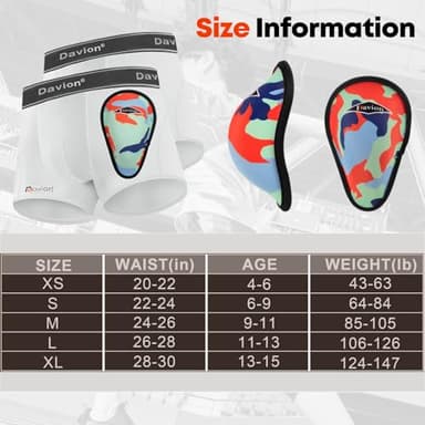 Davion 2-Pack Boys Underwear with 1 Soft Protective Athletic Cup Youth Briefs for Football, Baseball, Lacrosse(White-M) - Image 5