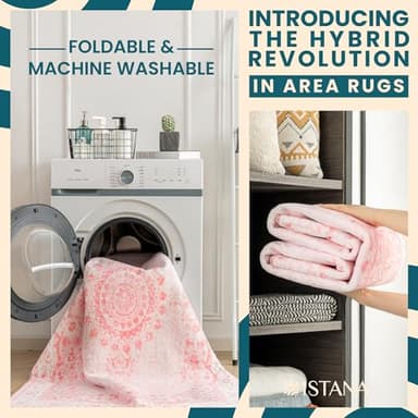 Istana 4x6 Area Rug - Pink Rugs for Living Room 4x6 - Foldable Rugs for Bedroom - Stain Resistant Washable Rug - Eco-Friendly Boho Area Rugs - Easy to Clean Living Room Rug 4 x 6 - Image 3