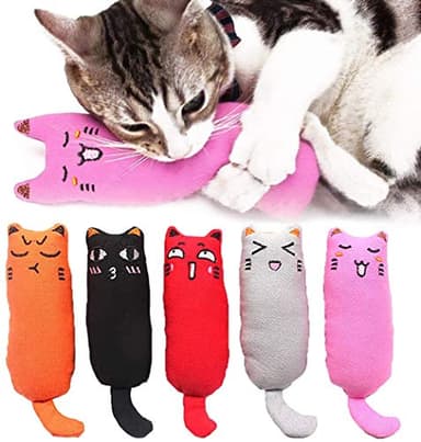 Legendog 5Pcs Bite Resistant Catnip Toy for Cats,Catnip Filled Cartoon Mice Cat Teething Chew Toy - Image 1