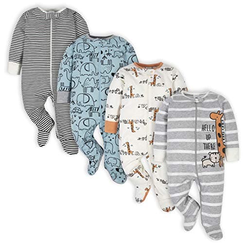 Gerber Baby Boys 4 Pack Sleep 'N Play Footie, Jungle Blue, 3-6 Months - Image 1