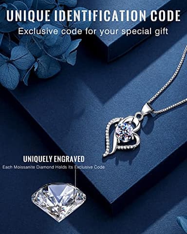 Wedding Anniversary Jewelry Gift for Wife from Husband, Wife Birthday Gift Idea, 1 Carat Moissanite Diamond Pendant Necklace in 925 Sterling Silver with 2 Chains, Romantic and Elegant Present for Her - Image 4
