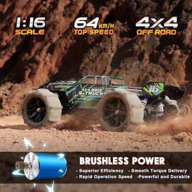 HAIBOXING 16890SA 1/16 Scale 4WD Brushless RC Truck Max 40 MPH Fast RC Cars, All Terrains RC Car with Independent ESC 4X4 Off-Road Semi-Truck for Boys and Adults, 3S Battery Applicable (not Included) - Image 2