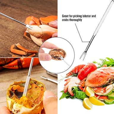 Hiware 20-piece Seafood Tools Set includes 6 Crab Crackers, 6 Lobster Shellers, 6 Crab Leg Forks/Picks and 2 Seafood Scissors & Storage Bag - Nut Cracker Set - Image 5