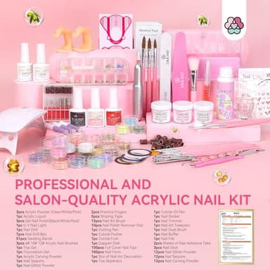 SAVILAND Acrylic Nail Kit with Drill: Professional Nail Kit Acrylic Set for Beginners with Everything Gel Polish U V Light Decorations for Home Salon Gift Set - Image 2