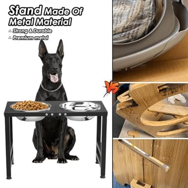 ADENGL Metal Elevated Dog Bowl for Large 𝐋𝐚𝐫𝐠𝐞 Raised Bowl Stand with Sprill Proof Mat and 2000ML Pet Bowls, Food & Water Bowls 16" Tall Dog Feeder for Large Breed - Image 4