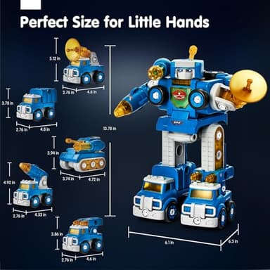 hahaland 5 Year Old Boy Birthday Gift - STEM Toys for Ages 5-7, Toy for 5 6 Year Old Boy, 5 in 1 Building Take Apart Trucks Transform to Robot, Boys Toys Stocking Stuffers Christmas Grandkids Gifts - Image 2