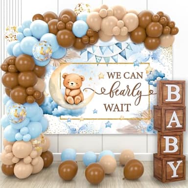 DataMoon We Can Bearly Wait Baby Shower Decorations - Baby Boxes with Letters,Boho Balloons,We Can Bearly Wait Backdrop,Tablecloth for Teddy Bear Baby Shower,Birthday Supplies,Gender Reveal - Image 6