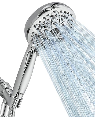 6-Setting Shower Head with Handheld, JDO High Pressure Hand held Shower Head, 4.7 Inch Chrome Detachable Showerhead Set with 59 Inch Stainless Steel Hose and Adjustable Showerhead Holder - Image 1