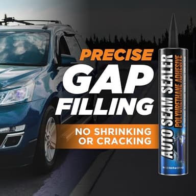 [Black] Professional Automotive Seam Sealer, Paintable Quick-Set Polyurethane Auto Body Seam Sealer for Metal Surfaces of Cars, Trucks, Etc, Includes Gloves & Tip - Black RV Roof Sealant - Image 5