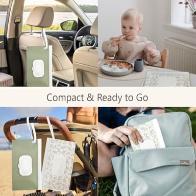 Baby wipes dispenser，portable baby wipes holder for outdoor, Refillable baby wipes container, on the go wet wipe pouch for travel, resuable wipes dispenser for hiking (sage) - Image 6