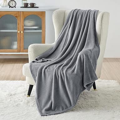 Bedsure GentleSoft Fleece Blanket Twin Size Grey - 300GSM Lightweight Plush Fuzzy Cozy Soft Warm Blanket for Bed, Sofa, Couch, Travel, Camping, 60x80 inches - Image 2