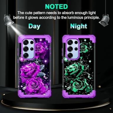 Miqala for Galaxy S25 Ultra 5G Case,Glow in The Dark Three Layer Heavy Duty Shockproof Full Protection Hard Plastic Bumper+Soft Silicone Protective Case for Samsung Galaxy S25 Ultra 6.9 inch,Deep - Image 3