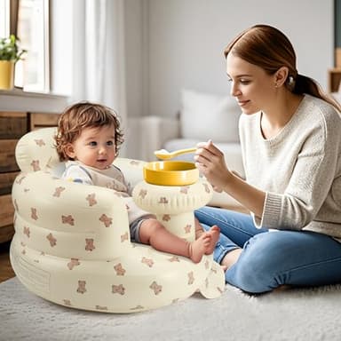 Inflatable Baby Seat for 3-36 Months, Back Support, Built-in Air Pump, Learning to Sit, Blow Up Floor Seat with Tray - Image 2